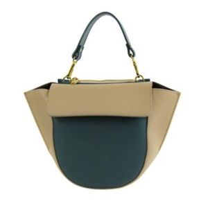 Genuine ruga & suede leather bicolor shoulder bag